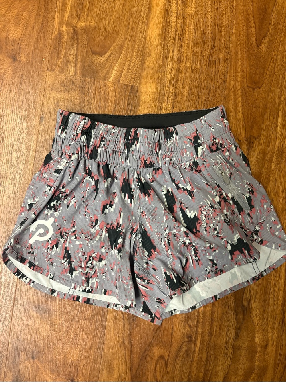 lululemon athletica Grey, Pink and Black Abstract Print Athletic Shorts